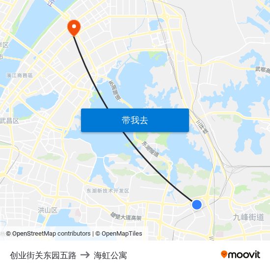 创业街关东园五路 to 海虹公寓 map