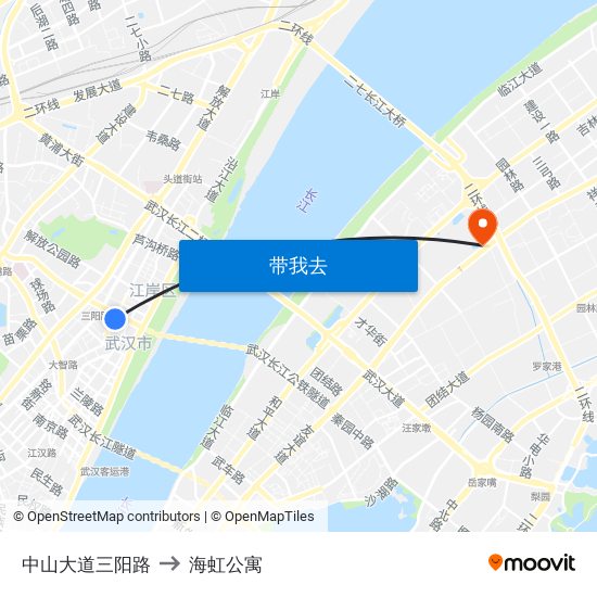中山大道三阳路 to 海虹公寓 map