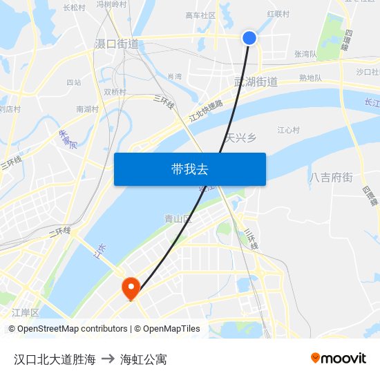 汉口北大道胜海 to 海虹公寓 map