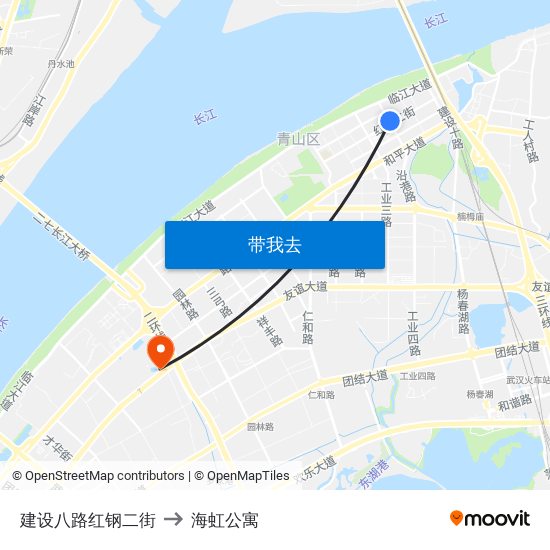 建设八路红钢二街 to 海虹公寓 map