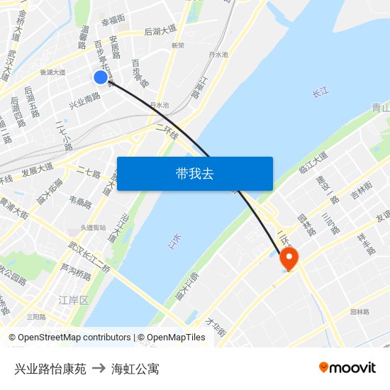 兴业路怡康苑 to 海虹公寓 map