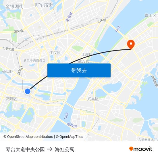 琴台大道中央公园 to 海虹公寓 map