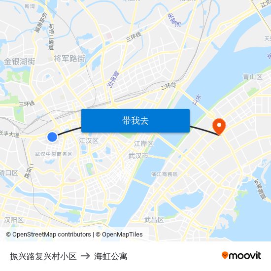 振兴路复兴村小区 to 海虹公寓 map