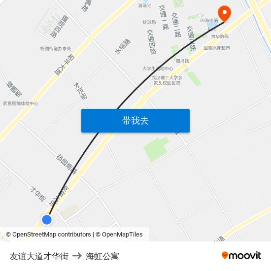 友谊大道才华街 to 海虹公寓 map