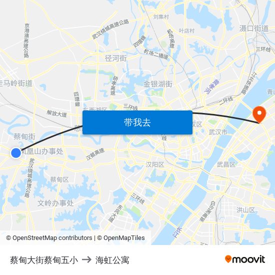 蔡甸大街蔡甸五小 to 海虹公寓 map