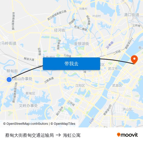 蔡甸大街蔡甸交通运输局 to 海虹公寓 map