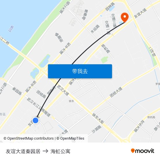 友谊大道秦园居 to 海虹公寓 map