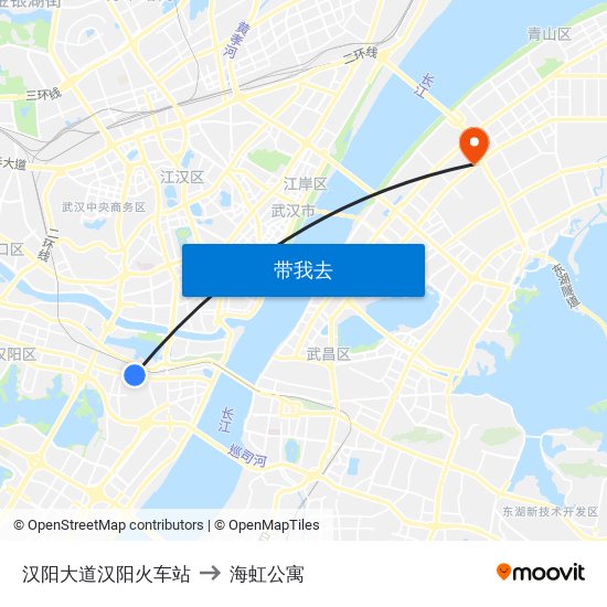 汉阳大道汉阳火车站 to 海虹公寓 map