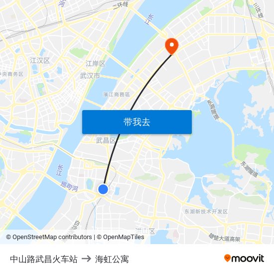 中山路武昌火车站 to 海虹公寓 map