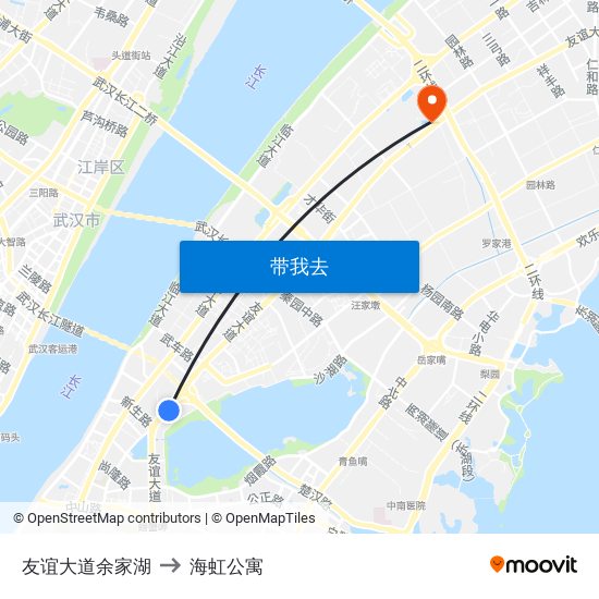 友谊大道余家湖 to 海虹公寓 map