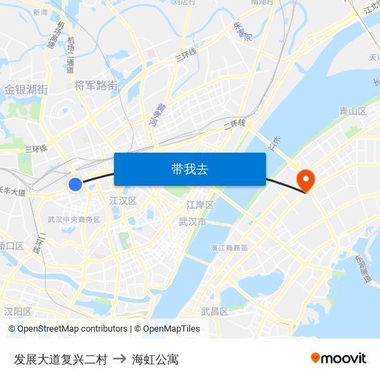 发展大道复兴二村 to 海虹公寓 map