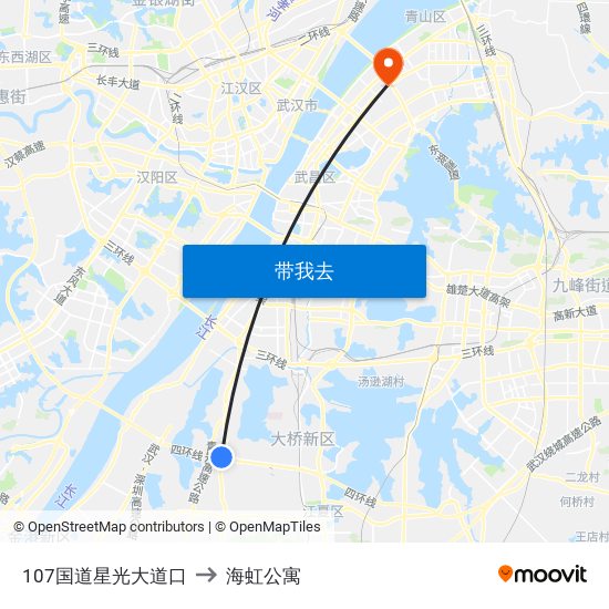107国道星光大道口 to 海虹公寓 map