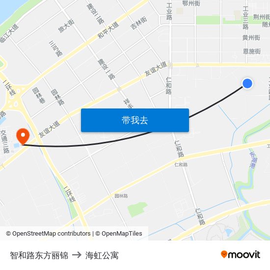 智和路东方丽锦 to 海虹公寓 map