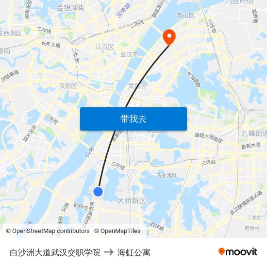 白沙洲大道武汉交职学院 to 海虹公寓 map