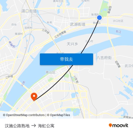 汉施公路熟地 to 海虹公寓 map