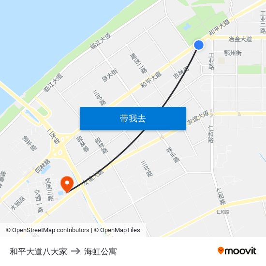 和平大道八大家 to 海虹公寓 map