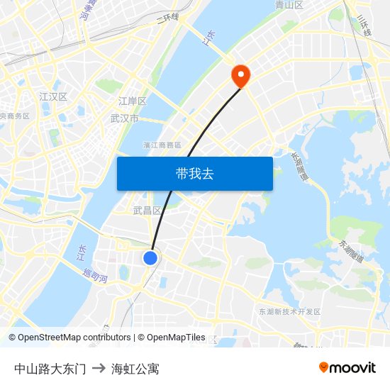 中山路大东门 to 海虹公寓 map