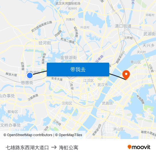 七雄路东西湖大道口 to 海虹公寓 map