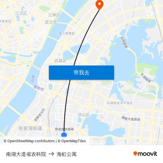 南湖大道省农科院 to 海虹公寓 map