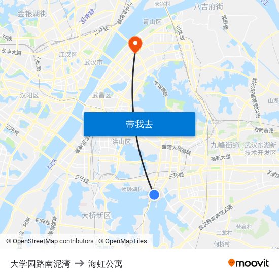 大学园路南泥湾 to 海虹公寓 map