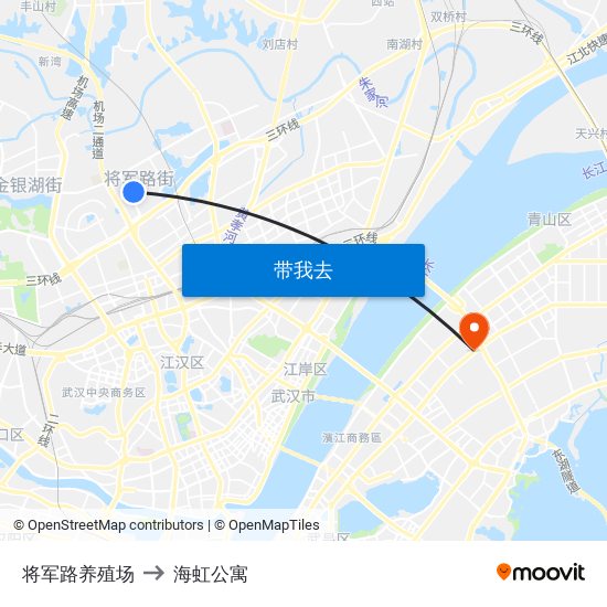 将军路养殖场 to 海虹公寓 map