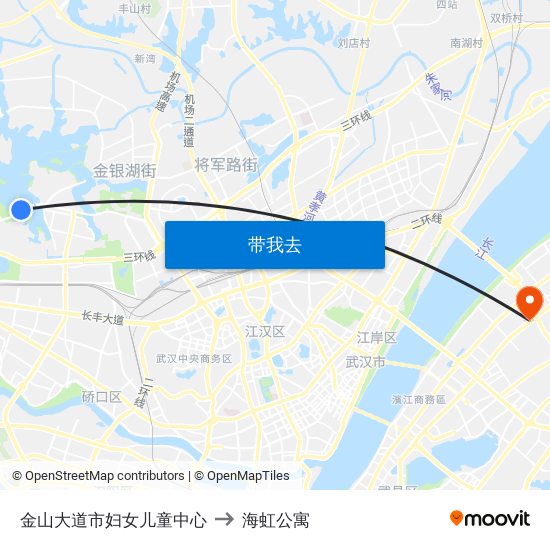 金山大道市妇女儿童中心 to 海虹公寓 map