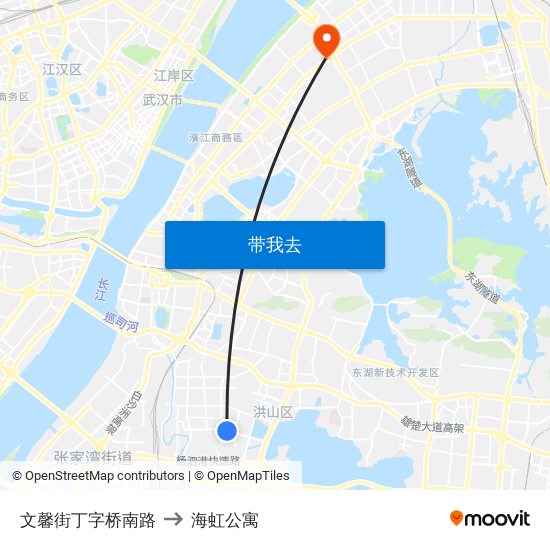 文馨街丁字桥南路 to 海虹公寓 map