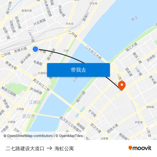 二七路建设大道口 to 海虹公寓 map