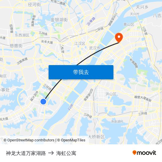 神龙大道万家湖路 to 海虹公寓 map