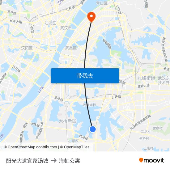 阳光大道宜家汤城 to 海虹公寓 map