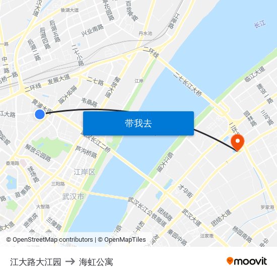 江大路大江园 to 海虹公寓 map