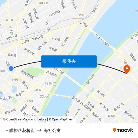 三眼桥路花桥街 to 海虹公寓 map