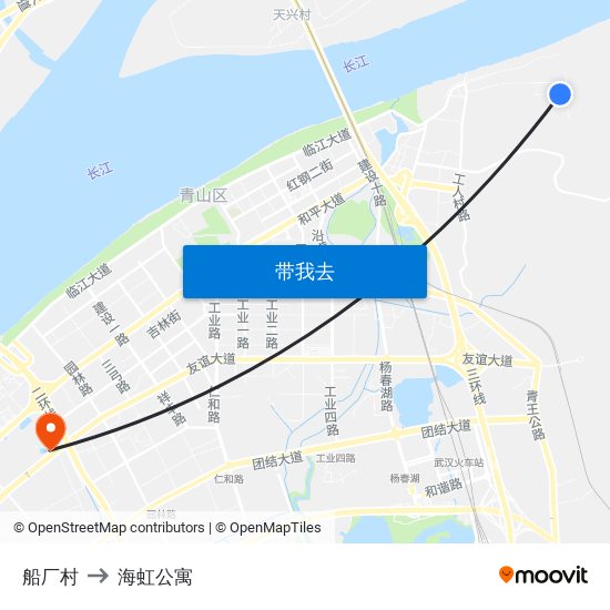 船厂村 to 海虹公寓 map