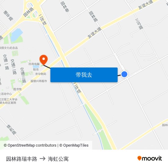 园林路瑞丰路 to 海虹公寓 map