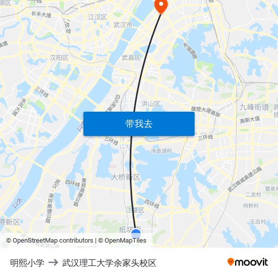 明熙小学 to 武汉理工大学余家头校区 map