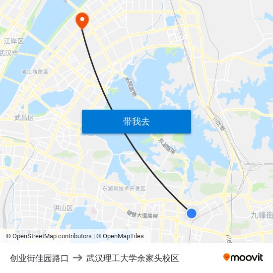 创业街佳园路口 to 武汉理工大学余家头校区 map