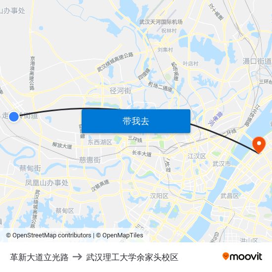 革新大道立光路 to 武汉理工大学余家头校区 map