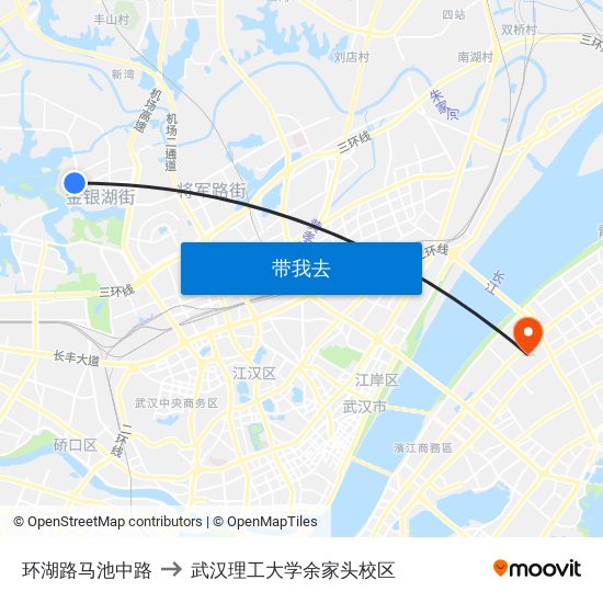 环湖路马池中路 to 武汉理工大学余家头校区 map