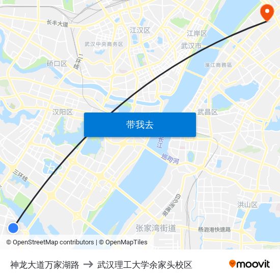 神龙大道万家湖路 to 武汉理工大学余家头校区 map