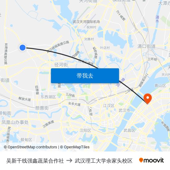 吴新干线强鑫蔬菜合作社 to 武汉理工大学余家头校区 map