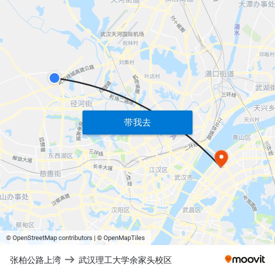 张柏公路上湾 to 武汉理工大学余家头校区 map