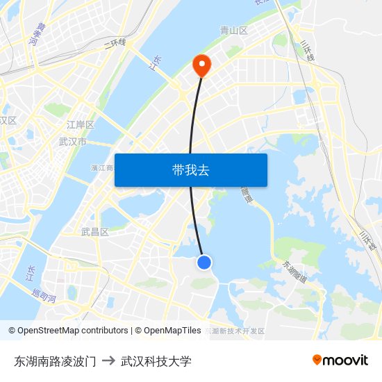 东湖南路凌波门 to 武汉科技大学 map