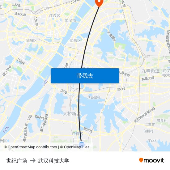 世纪广场 to 武汉科技大学 map