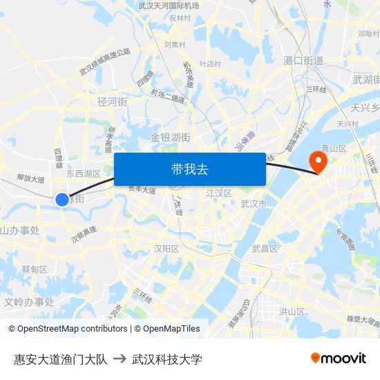 惠安大道渔门大队 to 武汉科技大学 map
