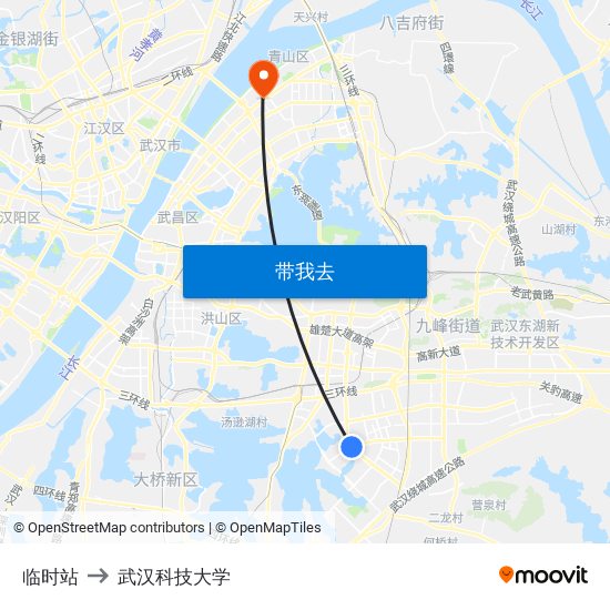临时站 to 武汉科技大学 map