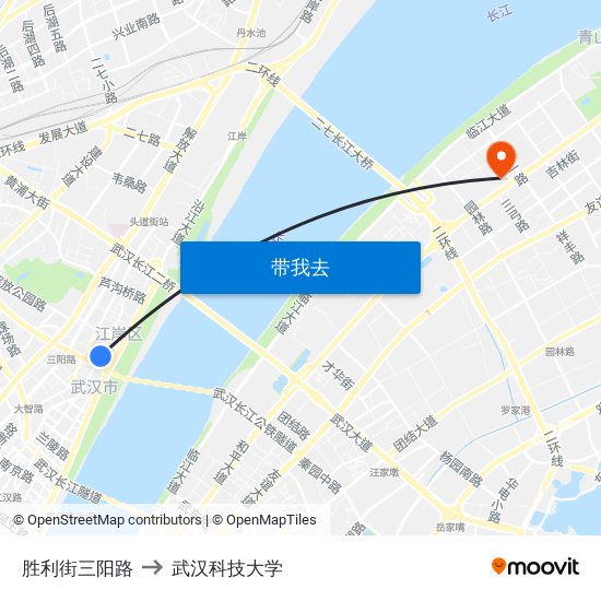 胜利街三阳路 to 武汉科技大学 map
