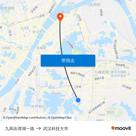 九凤街谭湖一路 to 武汉科技大学 map