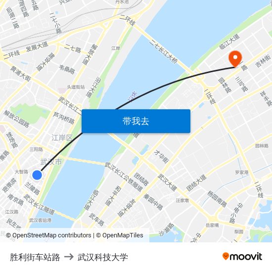 胜利街车站路 to 武汉科技大学 map