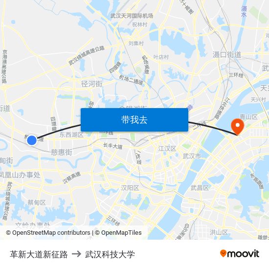 革新大道新征路 to 武汉科技大学 map