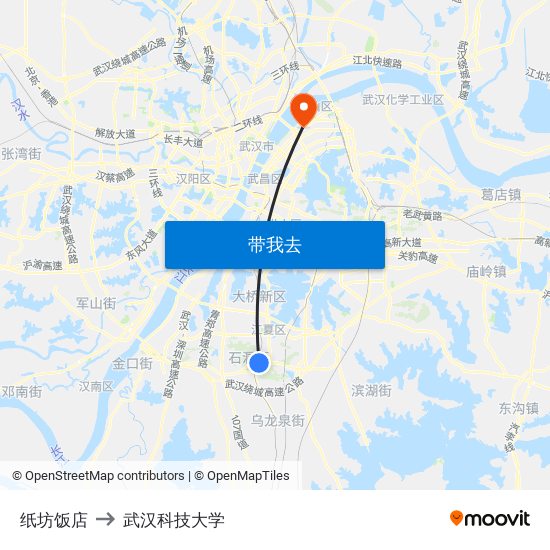 纸坊饭店 to 武汉科技大学 map